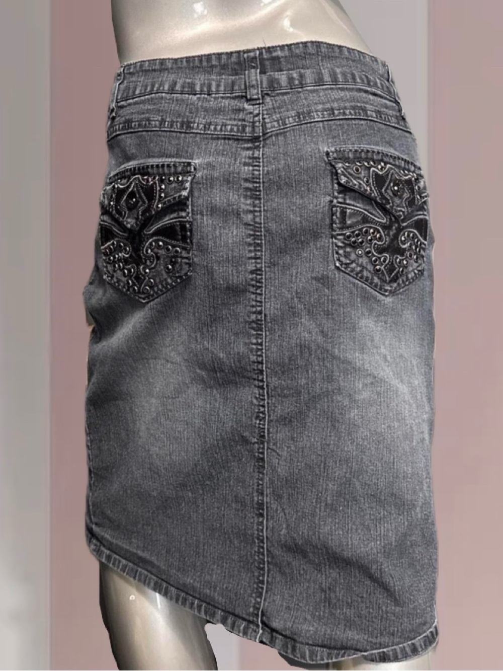 Hip Jeans denim skirt with Cyber Y2K design and studs